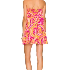 ROBE COURTE JONI Pink Swirl Print -Pas Cher Tendricia Magasin HOOF WD889 V3