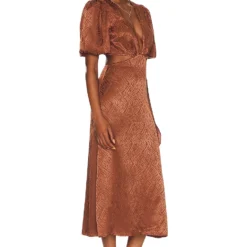 ROBE MI-LONGUE PATRIA Chocolate Brown -Pas Cher Tendricia Magasin HOOF WD896 V2