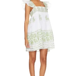 ROBE BABY DOLL White & Olive Green -Pas Cher Tendricia Magasin JULR WD46 V2