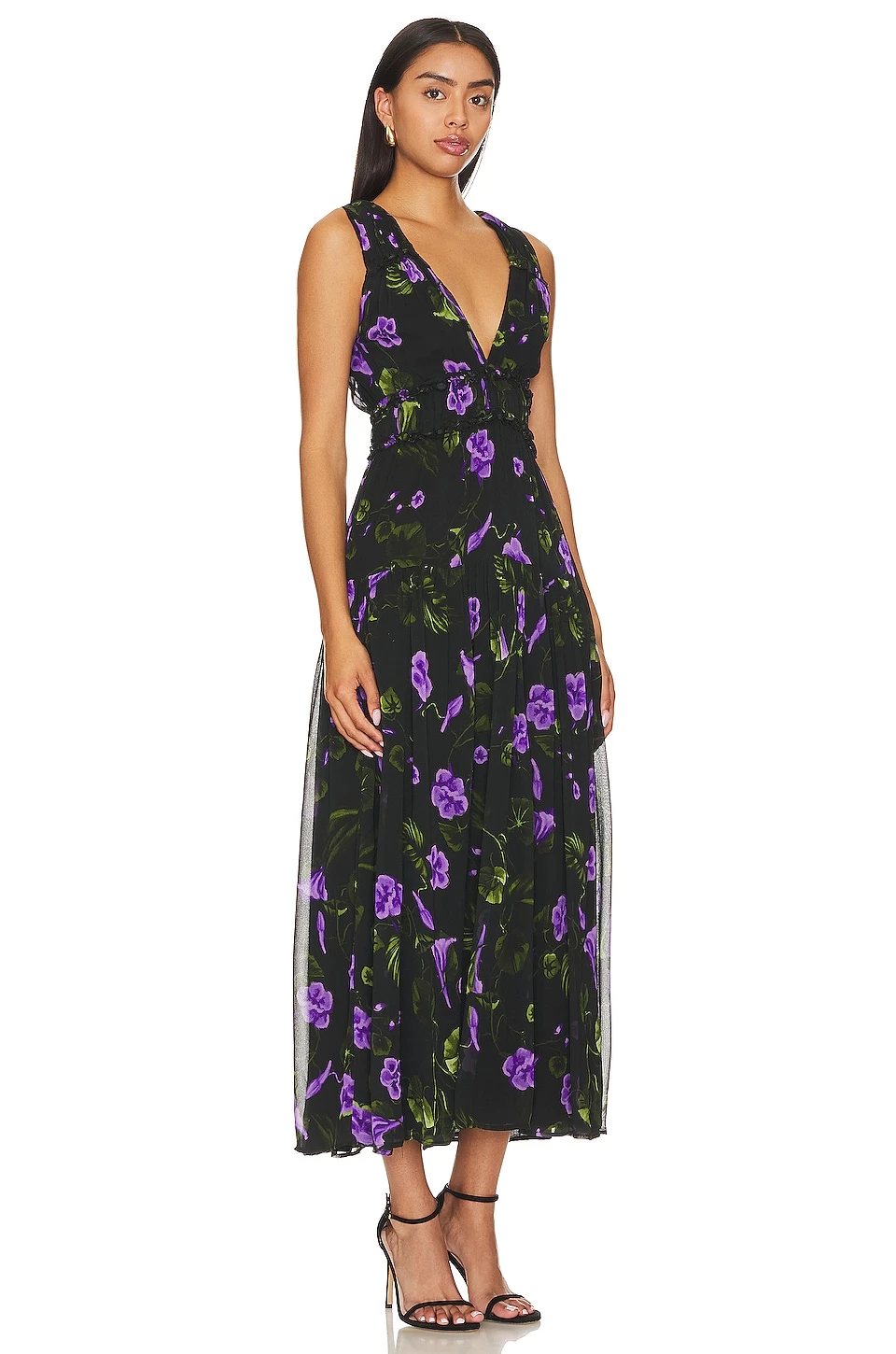 ROBE MI-LONGUE MERCEDES Black Pansy 4 ROBE MI-LONGUE MERCEDES Black Pansy – Image 2