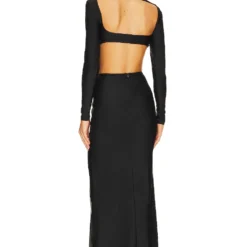 ROBE LONGUE BUSTIER MANCHES LONGUES Black -Pas Cher Tendricia Magasin KHAR WD12 V3