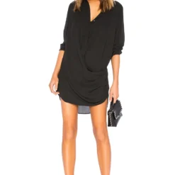 ROBE COURTE DRAPE BUTTON FRONT Black -Pas Cher Tendricia Magasin KISA WD331 V1 1