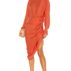 ROBE MI-LONGUE GENI Terracotta Red