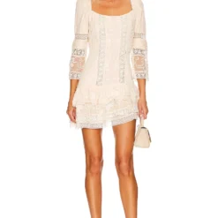 LoveShackFancy ROBE COURTE SHANIA Nougat