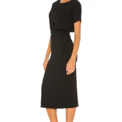 ROBE MI-LONGUE EASY RUCHED Black 6 ROBE MI-LONGUE EASY RUCHED Black -Pas Cher Tendricia Magasin LOVF WD2773 V2