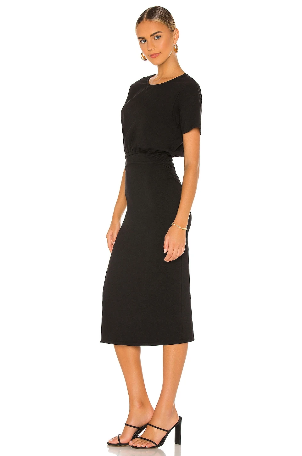 ROBE MI-LONGUE EASY RUCHED Black 4 ROBE MI-LONGUE EASY RUCHED Black – Image 2