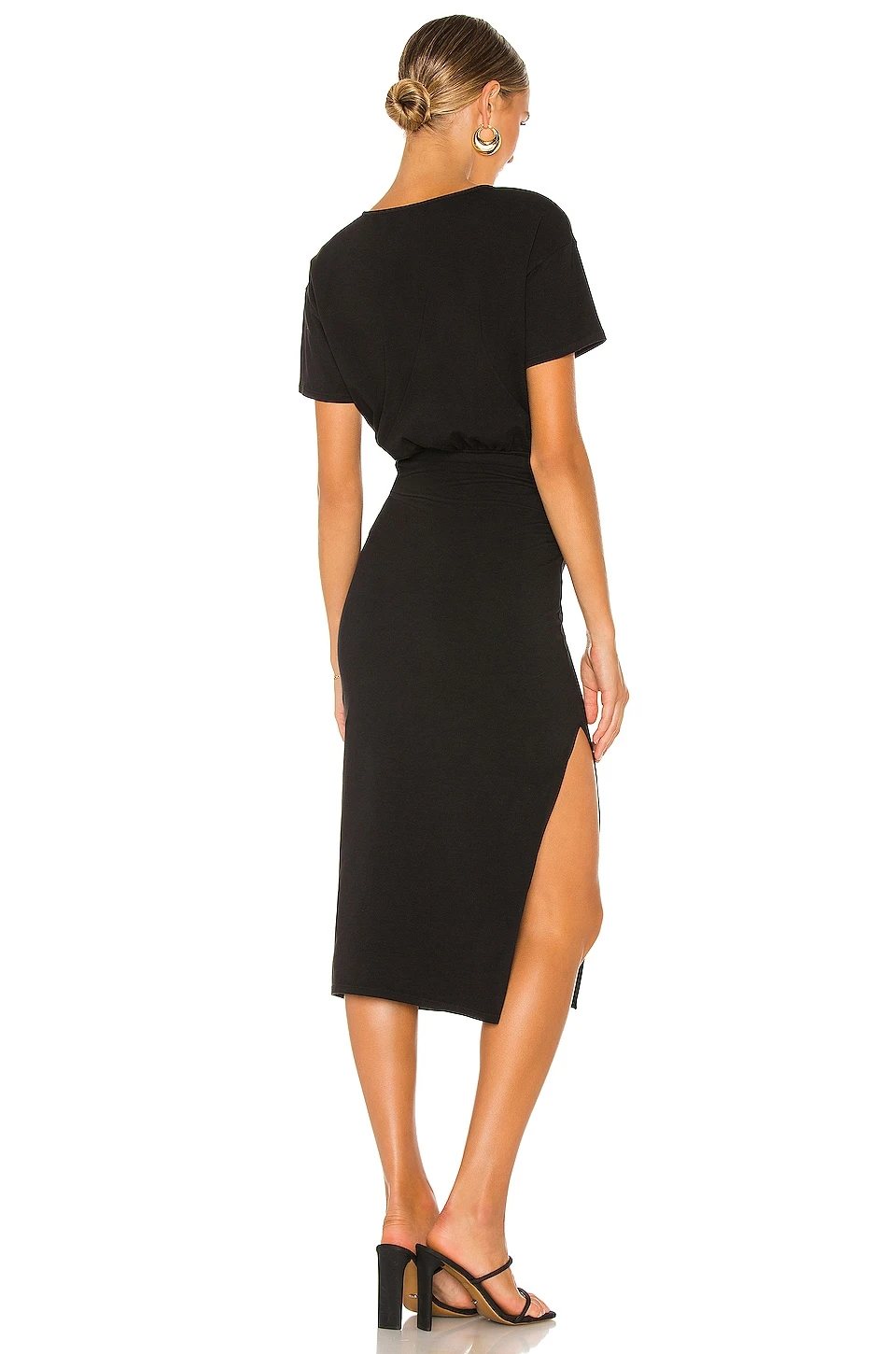 ROBE MI-LONGUE EASY RUCHED Black 5 ROBE MI-LONGUE EASY RUCHED Black – Image 3