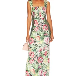 ROBE DIANA Green Rosa Floral