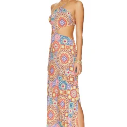 ROBE LONGUE À DÉCOUPES RETRO LULI Multicolor -Pas Cher Tendricia Magasin LULI WD69 V3