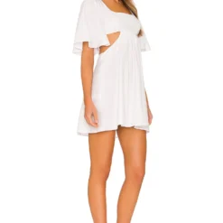 ROBE FLUTTER SLEEVE White -Pas Cher Tendricia Magasin MBRU WD11 V3