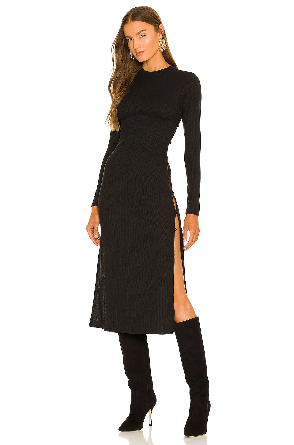 ROBE MI-LONGUE LOUIE Black 3 ROBE MI-LONGUE LOUIE Black
