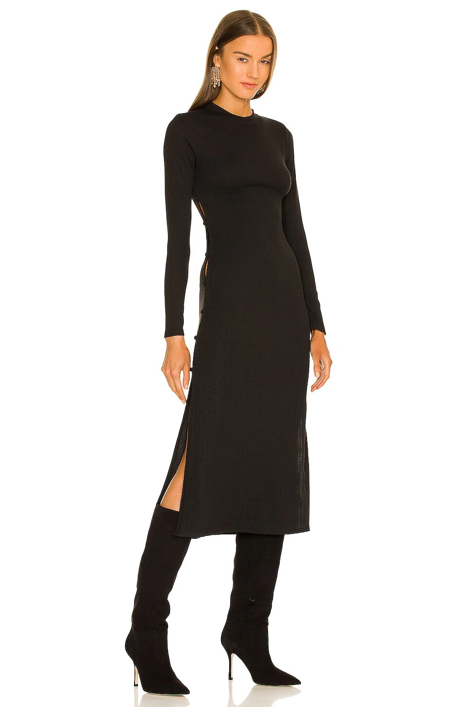 ROBE MI-LONGUE LOUIE Black 4 ROBE MI-LONGUE LOUIE Black – Image 2