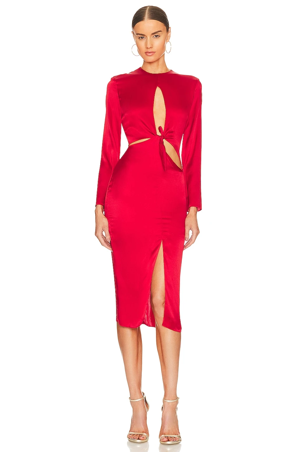 ROBE MI-LONGUE ROSE Red 3 ROBE MI-LONGUE ROSE Red