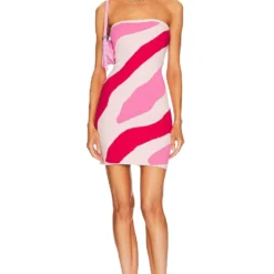 MILLY ROBE COURTE STRAPLESS ZEBRA Pink Multi -Pas Cher Tendricia Magasin MILL WD1031 V4