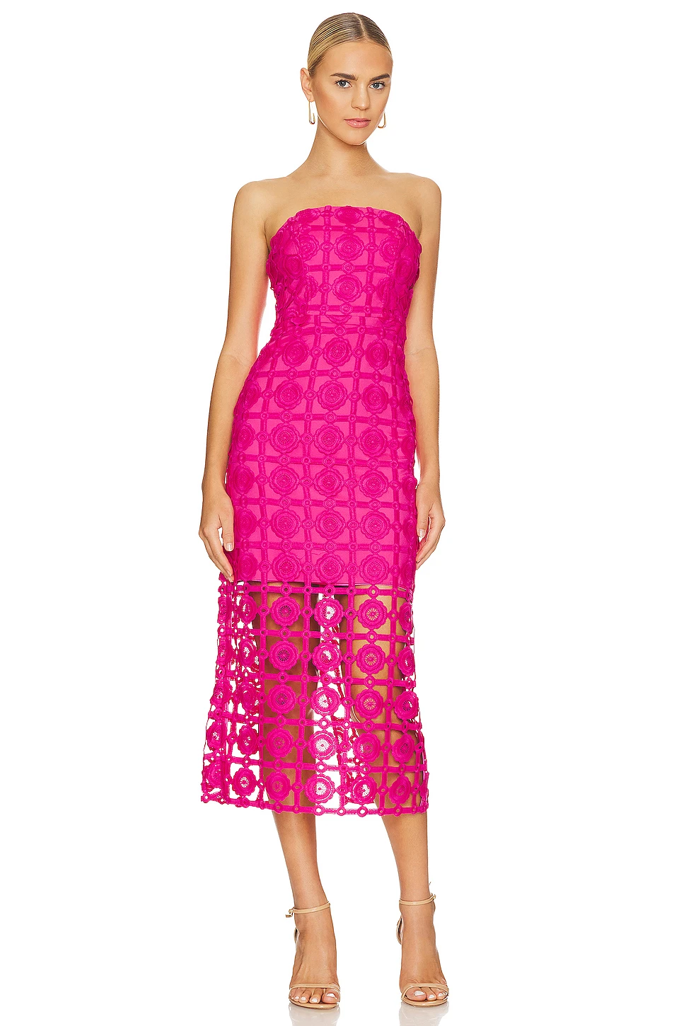 ROBE MI-LONGUE KAIT TILE LACE Milly Pink 3 ROBE MI-LONGUE KAIT TILE LACE Milly Pink