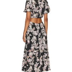 Minkpink ROBE MI-LONGUE WILLOW Black Floral -Pas Cher Tendricia Magasin MINK WD892 V3