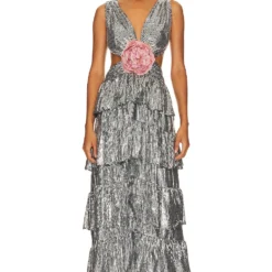 ROBE DE SOIRÉE À ÉTAGES SHIRLEY Cadillac Silver