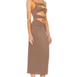 ROBE MI-LONGUE PAULINA Taupe Brown 6 ROBE MI-LONGUE PAULINA Taupe Brown -Pas Cher Tendricia Magasin NBDR WD2764 V2