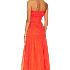 ROBE MAXI BUSTIER AVEC SMOCKS KALLI Fire -Pas Cher Tendricia Magasin NHOX WD416 V3