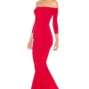 Norma Kamali ROBE LONGUE SIRÈNE ÉPAULES DÉNUDÉES Red