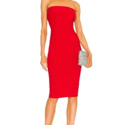 Norma Kamali ROBE SANS BRETELLES LONGUEUR GENOU Red