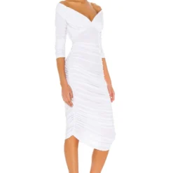 Norma Kamali ROBE TARA White 8 Norma Kamali ROBE TARA White -Pas Cher Tendricia Magasin NKAM WD233 V3