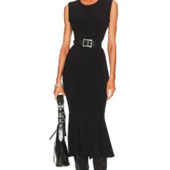 Norma Kamali ROBE MI-LONGUE FISHTAIL Black