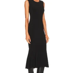 Norma Kamali ROBE MI-LONGUE FISHTAIL Black -Pas Cher Tendricia Magasin NKAM WD235 V3