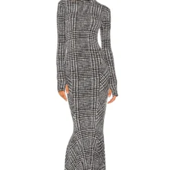 Norma Kamali ROBE DE SOIRÉE Large Glenn Plaid