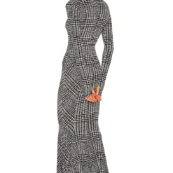 Norma Kamali ROBE DE SOIRÉE Large Glenn Plaid -Pas Cher Tendricia Magasin NKAM WD249 V3