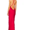 Norma Kamali ROBE DE SOIRÉE CROSS BACK BIAS Tiger Red