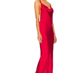 Norma Kamali ROBE DE SOIRÉE CROSS BACK BIAS Tiger Red -Pas Cher Tendricia Magasin NKAM WD373 V3