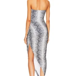 Norma Kamali ROBE DE SOIRÉE Black & White Python -Pas Cher Tendricia Magasin NKAM WD434 V3