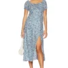 ROBE MI-LONGUE CHARLOTTE Gloriosa Print Cornflower