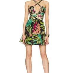 ROBE COURTE TROPICALIA CUTOUT Black