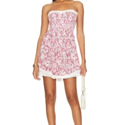 ROBE BANDEAU MINI CLAIRE PINK MID 70'S GARDEN