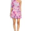 MINI-ROBE UNE ÉPAULE DÉNUDÉE ZAZU Pink & Purple Tropical -Pas Cher Tendricia Magasin ROCS WD245 V1