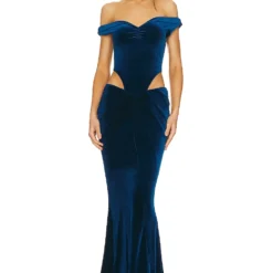 ROBE MAXI VELOURS GIADA Navy