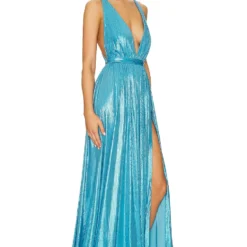 ROBE LAMÉ TOVA Aqua Blue -Pas Cher Tendricia Magasin ROFR WD493 V2