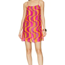 ROBE COURTE GRACE Amazonia Rhinestones Fuchsia & Ora