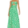 Shona Joy ROBE BUSTIER MIDI AVEC DÉCOUPE AROSA Tree Green & Vory -Pas Cher Tendricia Magasin SHON WD493 V1