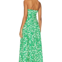 Shona Joy ROBE BUSTIER MIDI AVEC DÉCOUPE AROSA Tree Green & Vory -Pas Cher Tendricia Magasin SHON WD493 V3