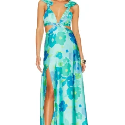 Show Me Your Mumu ROBE MAXI FRANCIE Blue Piccadilly Flora