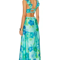 Show Me Your Mumu ROBE MAXI FRANCIE Blue Piccadilly Flora -Pas Cher Tendricia Magasin SHOW WD589 V3