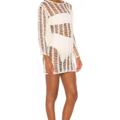 ROBE COURTE MAILLE CROCHET MIRANDA White -Pas Cher Tendricia Magasin SPDW WD1457 V2