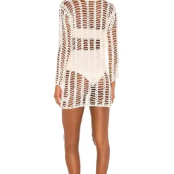 ROBE COURTE MAILLE CROCHET MIRANDA White -Pas Cher Tendricia Magasin SPDW WD1457 V3