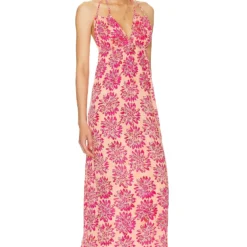 ROBE MAXI NANEA Batik Daisy Peach -Pas Cher Tendricia Magasin TIAR WD422 V2