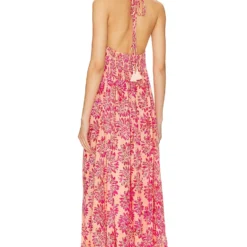 ROBE MAXI NANEA Batik Daisy Peach -Pas Cher Tendricia Magasin TIAR WD422 V3