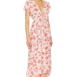 ROBE MI-LONGUE BLAKE Cabo Flora Red -Pas Cher Tendricia Magasin TIAR WD428 V2