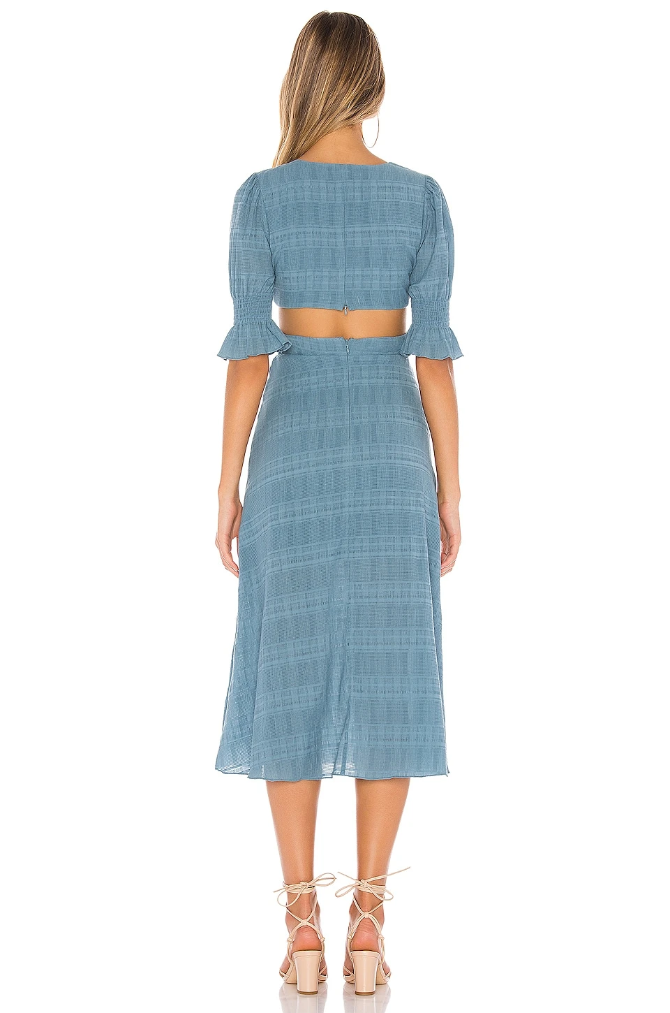 ROBE MI-LONGUE NANETTE Dusty Blue 5 ROBE MI-LONGUE NANETTE Dusty Blue – Image 3